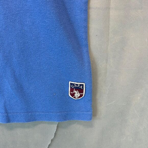 US Polo Assn Men Medium Blue Crew Neck Long Sleeve Cotton Blend Casual Tee Shirt - Picture 2 of 6